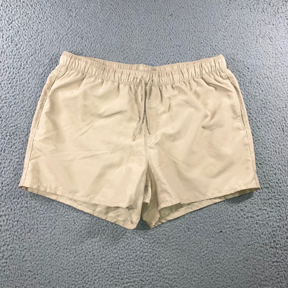 ASOS Design Swim Trunks Shorts Mens 2XL Tan Minimalist Mesh Lined Drawstring